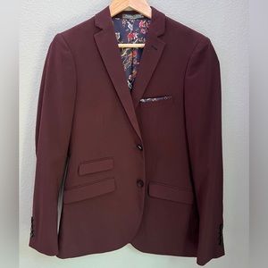 New Deep-Wine Paisley & Gray Suit Jacket